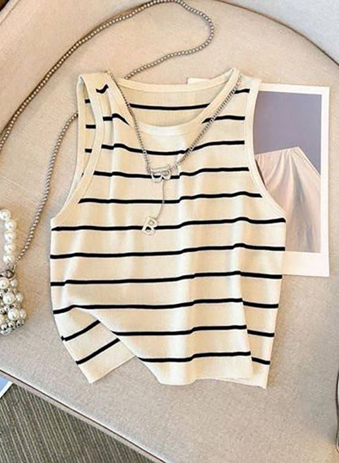 Women's T-shirt Made Of Ribbed Cotton - Black & White